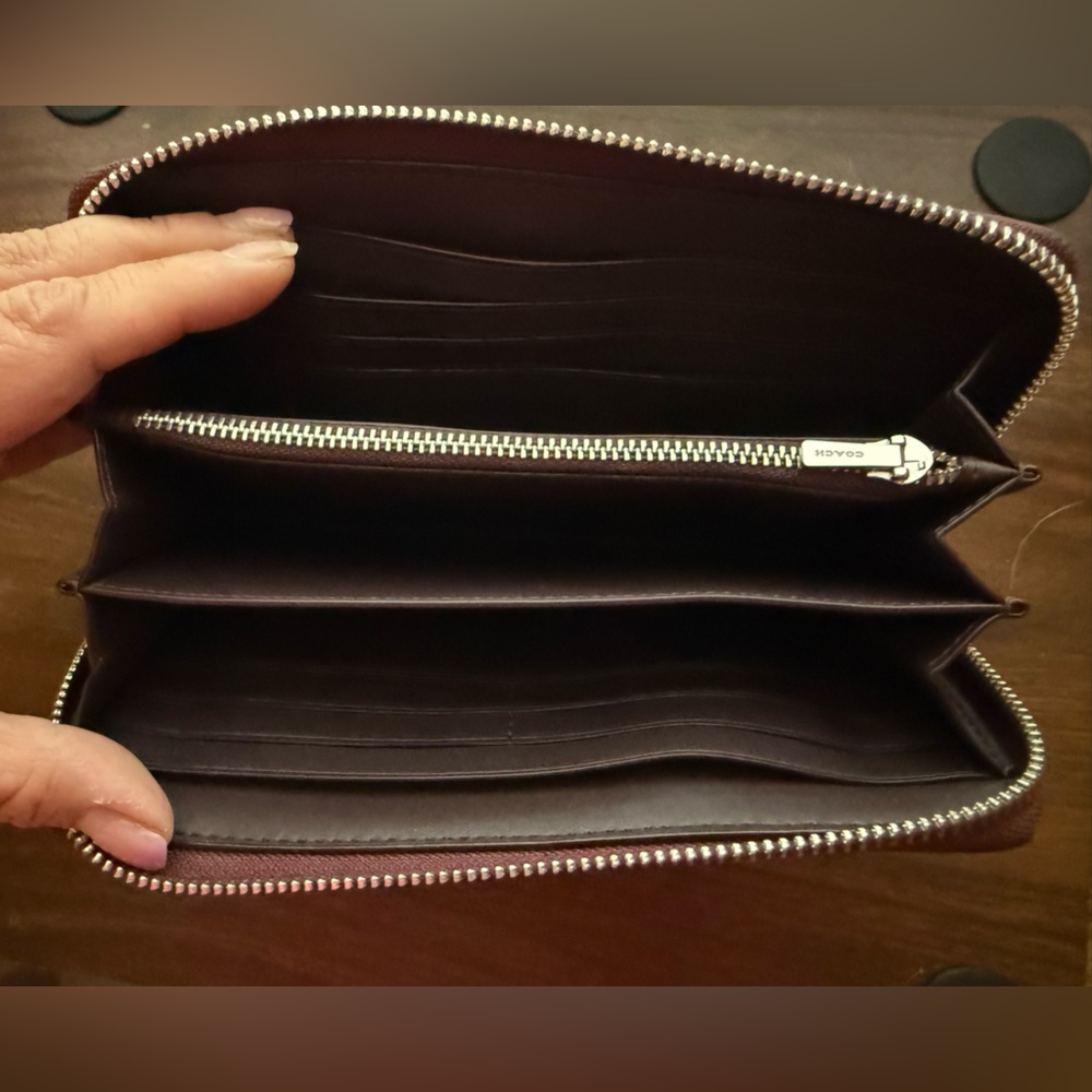 Coach Maroon Leather Zip Wallet - Picture 3 of 5